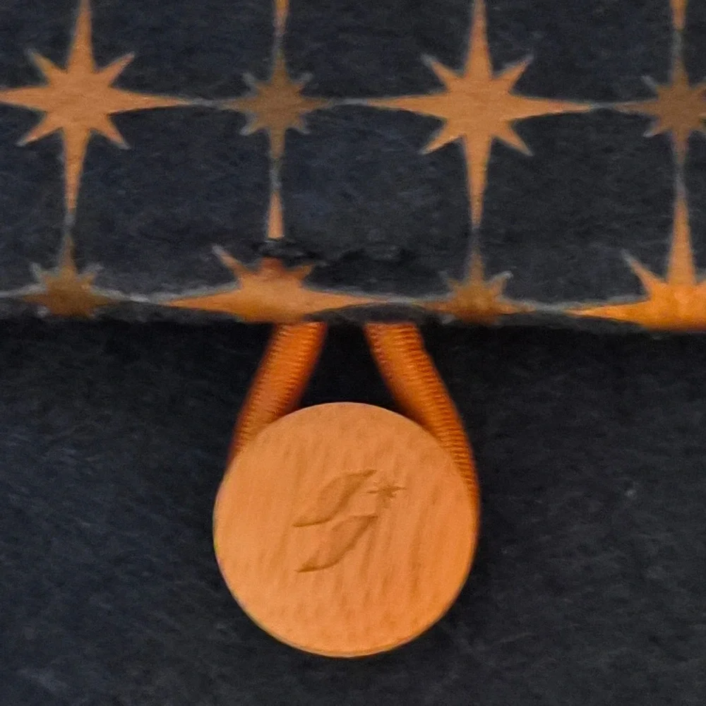 Starlux Airlines Navy Blue Felt Celestial Star Pouch Amenity Kit Wood Button 8x5